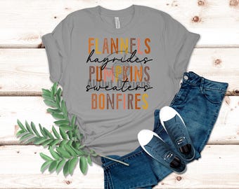 Autumn Shirt Design, Bonfire Nights PNG, Pumpkin Sticker, Flannel Weather PNG JPG Design, Gifts for Fall Lovers