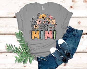 Mimi Floral Png, Mimi with Flower Design, Trendy Mug Design, Digital Shirt Design, Butterfly With Floral Mimi Design, Digital Download