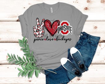 Peace love ohio design png, Love football shirt png design, Love sticker wrap png, Ohio state png, Digital png design