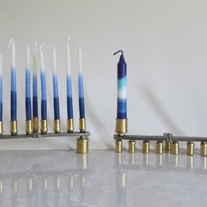 MENORAH SHABBAT Candleholder REVERSIBLE Design - handmade brass and steel nails