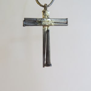 CROSS PENDANT NECKLACE Christian Steampunk handmade of brass and steel nails