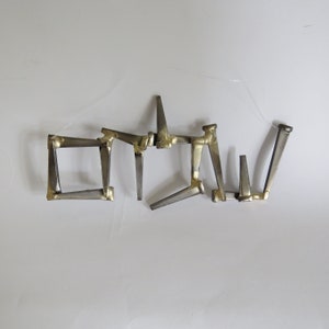 Shalom - Hebrew for Peace handmade Hebrew letters in steel nails & melted brass - wall decor wall art