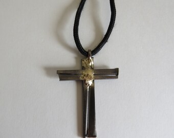 CROSS PENDANT NECKLACE Christian Steampunk made of brass and steel nails