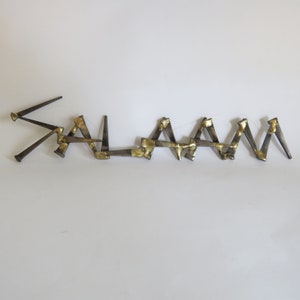 SALAAM - Salam Arabic for Peace - handmade steel nails and melted brass wall decor wall art
