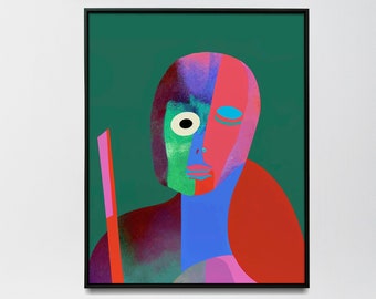 Abstract face wall art, framed poster