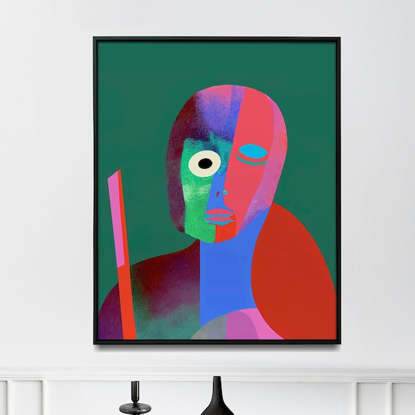 Abstract face wall art, framed poster