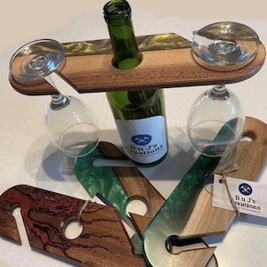 Hand Crafted Wood and Epoxy Wine Caddy