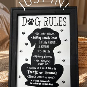 Hallo, hondenliefhebbers! Dit schattige canvas bord &#39;Hondenregels&#39; mag je niet missen! Hondenliefhebbers! Geweldig cadeau