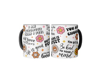 Mental Health mug Daily Affirmations Glass cup 15oz Daily affirmations mug gift for her best friend. Mental health gift mug