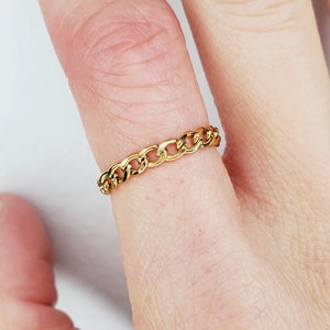 14K Gold Stainless Steel Chain Ring, Chain Link Ring, Minimalist chain ring, Curb Chain link ring, Cuban Chain Stacking Minimalist Ring