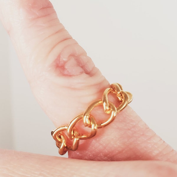 Chunky Curb Chain Ring, Gold Chain Ring, Minimalist Ring, Stacking Ring, Link Rings, Thick Cuban Chain Ring, Cable Chain Ring, Everyday Ring