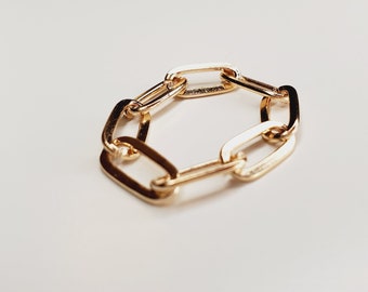 Adjustable 18K Gold Silver Plated Paper Clip Chain Ring CZ - Etsy