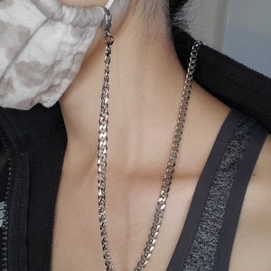 Stainless Steel Mask Chain Sunglasses Holder, Mask Lanyard, Women Glasses Necklace, mask Strap, Silver Mask Chain Necklace for Holding Mask