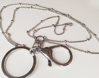 Custom Stainless Steel Lanyard with Floating Charm Locket Badge Reel with Sturdy Screw Top Lid and Key Ring Retractable Heavy Duty Rust and Tarnish Free Chain FC LY MA Custom Stainless Steel Lanyard with Floating Charm Locket Badge Reel with Sturdy Screw Top Lid and Key Ring Retractable Heavy Duty Rust and Tarnish Free Chain FC LY MA