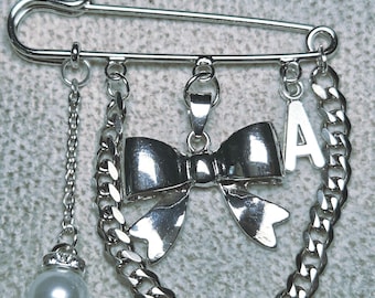 Custom Safety Pin Charm: Bow, Pearl, Initial – Shoe, Bag Accessory