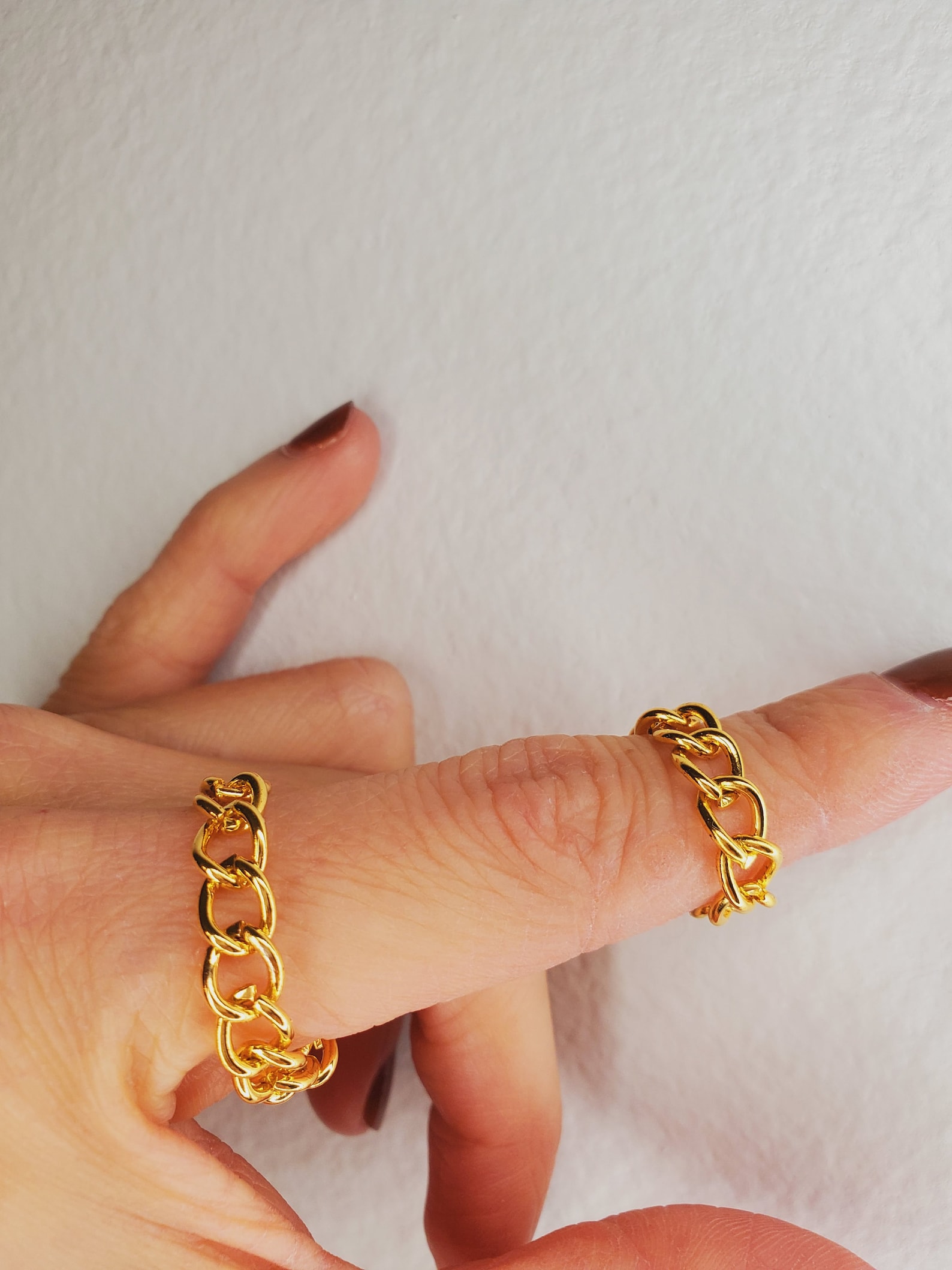 Chunky Curb Chain Ring, Gold Chain Ring, Minimalist Ring, Stacking Ring ...