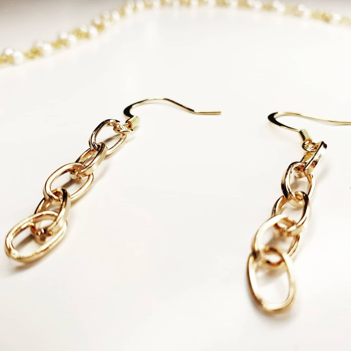 Ohrring Mit Kette Für 2 Ohrlöcher Gold Oval Kette Ohrring Drop Chain vergoldet Ohrringe dicke | Etsy