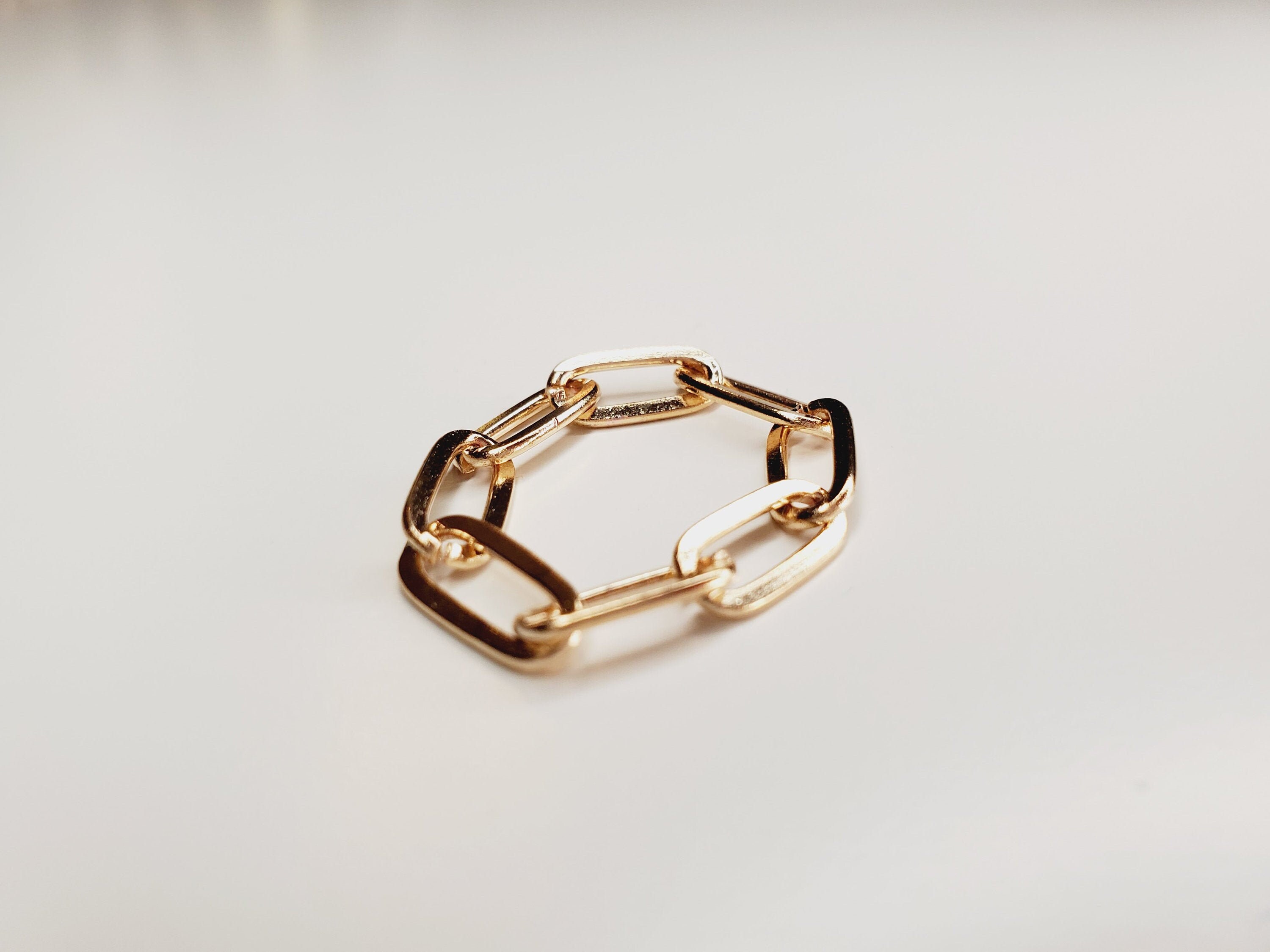 Classic Gold Paperclip Link Chain Ring Gold Chain Ring Etsy