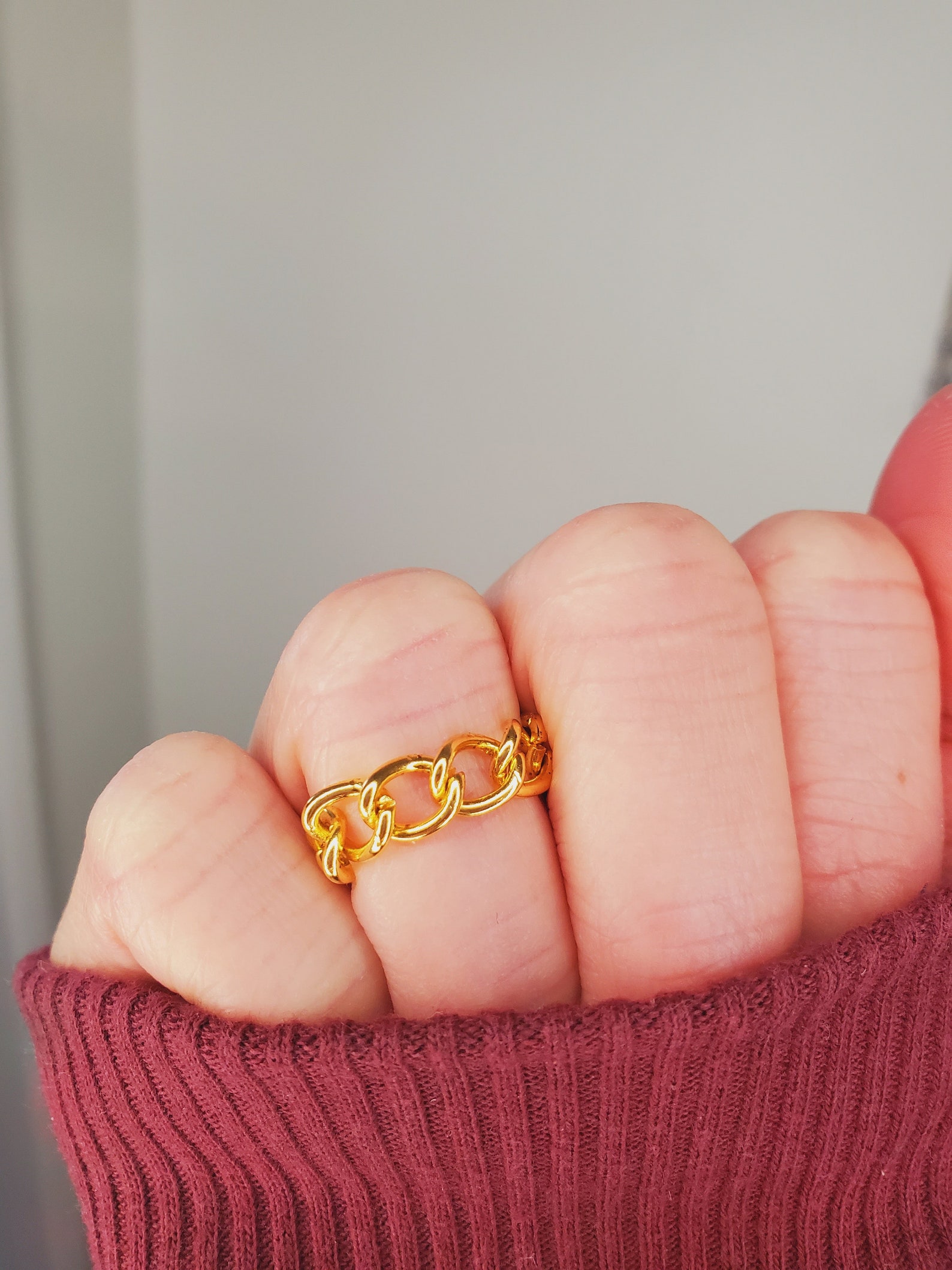 Chunky Curb Chain Ring, Gold Chain Ring, Minimalist Ring, Stacking Ring ...