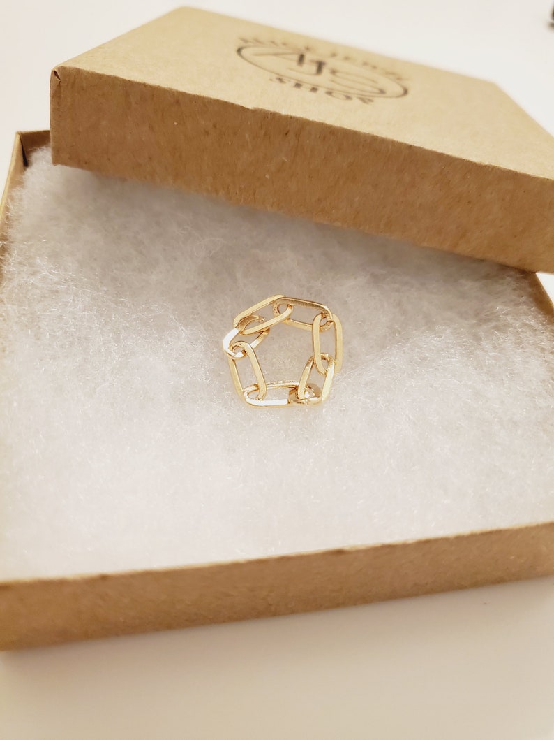 Wide Link Rings Gold Chain Ring FREE SHIPPING Paperclip Link Chain Ring Minimalist Ring Skinny Stacking Cable Chain Ring Stacking Ring