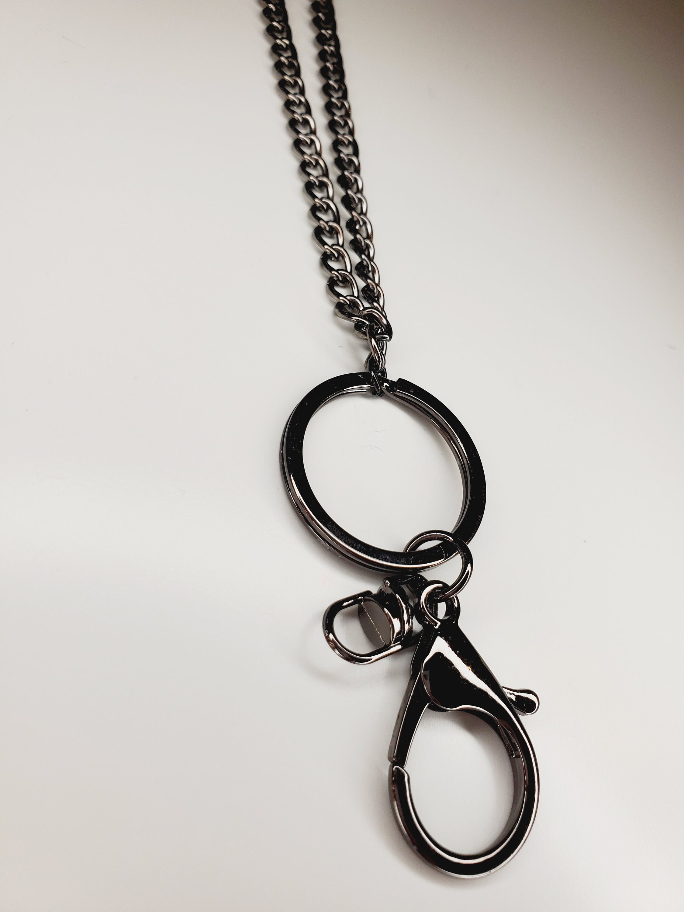 Gunmetal Curb Chain Lanyard Chain ID Badge Holder ID Holder Etsy