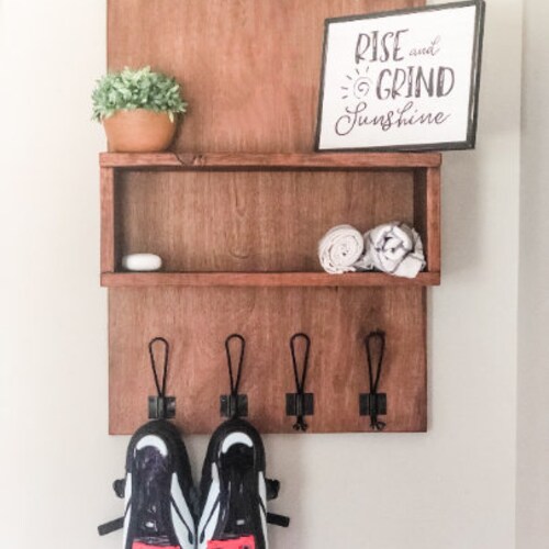 Exercise Shelf With Hooks Bike Organizer Etsy
