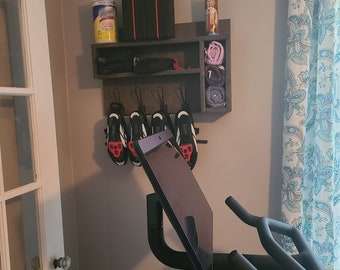 Exercise Bike Shoe Shelf and Organizer - Handmade