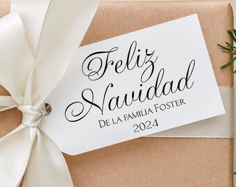 PRINTED & SHIPPED Personalized Feliz Navidad Christmas Gift Tags, Printed