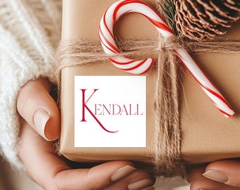PRINTED & SHIPPED Personalized Christmas Gift Stickers, Holiday Name Tag, 2.5" Square