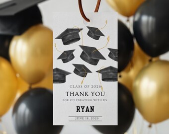 PRINTED + SHIPPED Graduation Favor Tags for Guests, Personalized Graduation Gift Tags, Class of 2026 Party Favors, Custom Name Tags