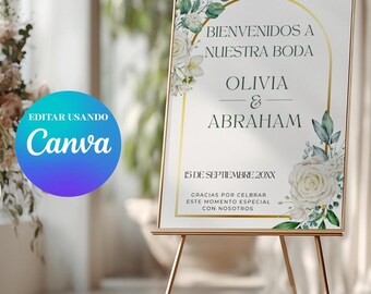 Plantilla De Boda, bearbeitbar in Canva, Letrero de Nuestra Boda, Descarga Digital Instantánea, Elegante Decoracion, Spanisch Unsere Hochzeit