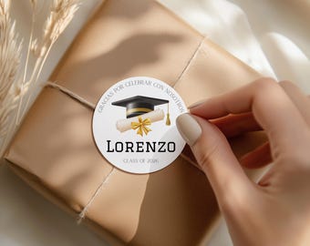PRINTED & SHIPPED Personalized Spanish Graduation Party Stickers, Graduation, Custom Name