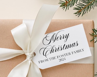 PRINTED & SHIPPED Personalized Christmas Gift Tags, Modern Dove White Cardstock