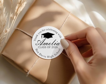 PRINTED & SHIPPED Personalized Graduation Party Stickers, Graduation, Custom Name