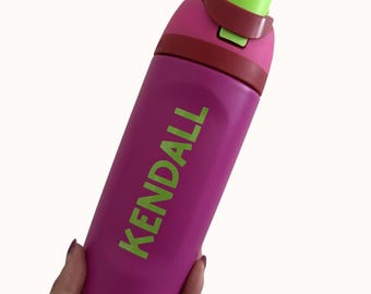 Personalized Name Vinyl Decal | Custom Name Sticker | Waterproof Dishwasher Safe | Kids Name | Laptop | Bottle | Lunchbox | PACK OF TWO