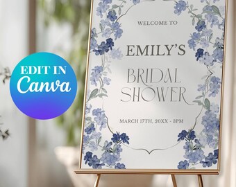 EDITIERBARE Brautdusche Willkommensschild Vorlage, Minimales Brautparty Zeichen, sofortiger Download, moderne Hochzeit Dusche Dekor, Canva Vorlage