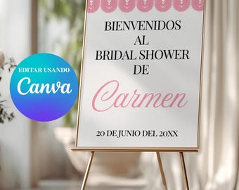 Letrero Boda Bearbeitbar | Plantilla Canva Español | Decoracion Nuestra Boda Digital, Spanisch Unser Hochzeit Willkommensschild | Sofort Download
