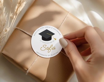 PRINTED & SHIPPED Personalized Spanish Graduation Party Stickers, Graduation, Custom Name