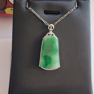 18k White Gold Settings + Myanmar Grade A Jadeite Pendant - JP362 (Gemstone, Precious Stone)