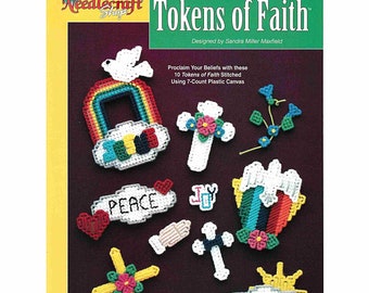 SALE! Easter Plastic Canvas Pattern, Religious VBS Tokens of Faith Cross Magnets Pattern, Needlepoint on Plastic Mesh, Vintage Crafts Book