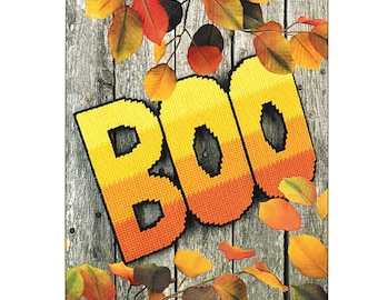 SALE! Halloween Plastic Canvas Pattern, Boo Wall Decor, Vintage Plastic Canvas Pattern