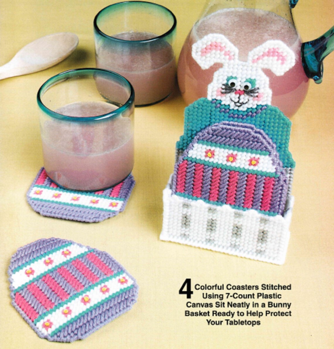 Easter Plastic Canvas Pattern Bunny Rabbit Coasters Set Etsy