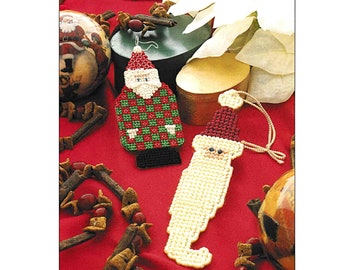 SALE! Plastic Canvas Christmas Patterns, Easy DIY Santa Ornaments, Holiday Ornament Plastic Canvas Pattern, Christmas Crafts for Adults