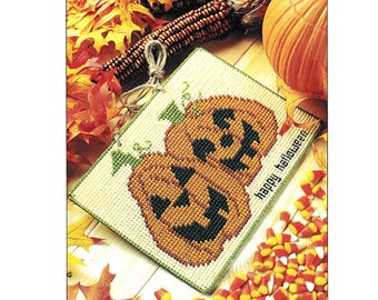 SALE! Halloween Plastic Canvas Pattern, Jack-O-Lantern Welcome Sign, Pumpkin Door Hanger, Needlepoint on Plastic Canvas Mesh