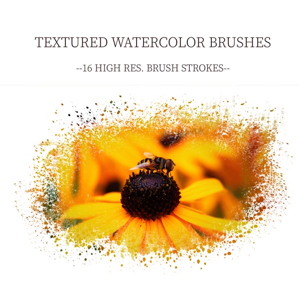 16 Textured Watercolor Brushes, Digital Watercolor Brushes, Custom Brushes for Photoshop, Rustic Layer Masks, Layer Masks for Editing