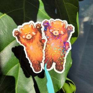 Schattige rode panda waterdichte sticker voor laptop, bidon - trendy dierenliefhebber cadeau