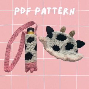 Cow Bucket Hat and Bottle Holder Pattern Instant Download