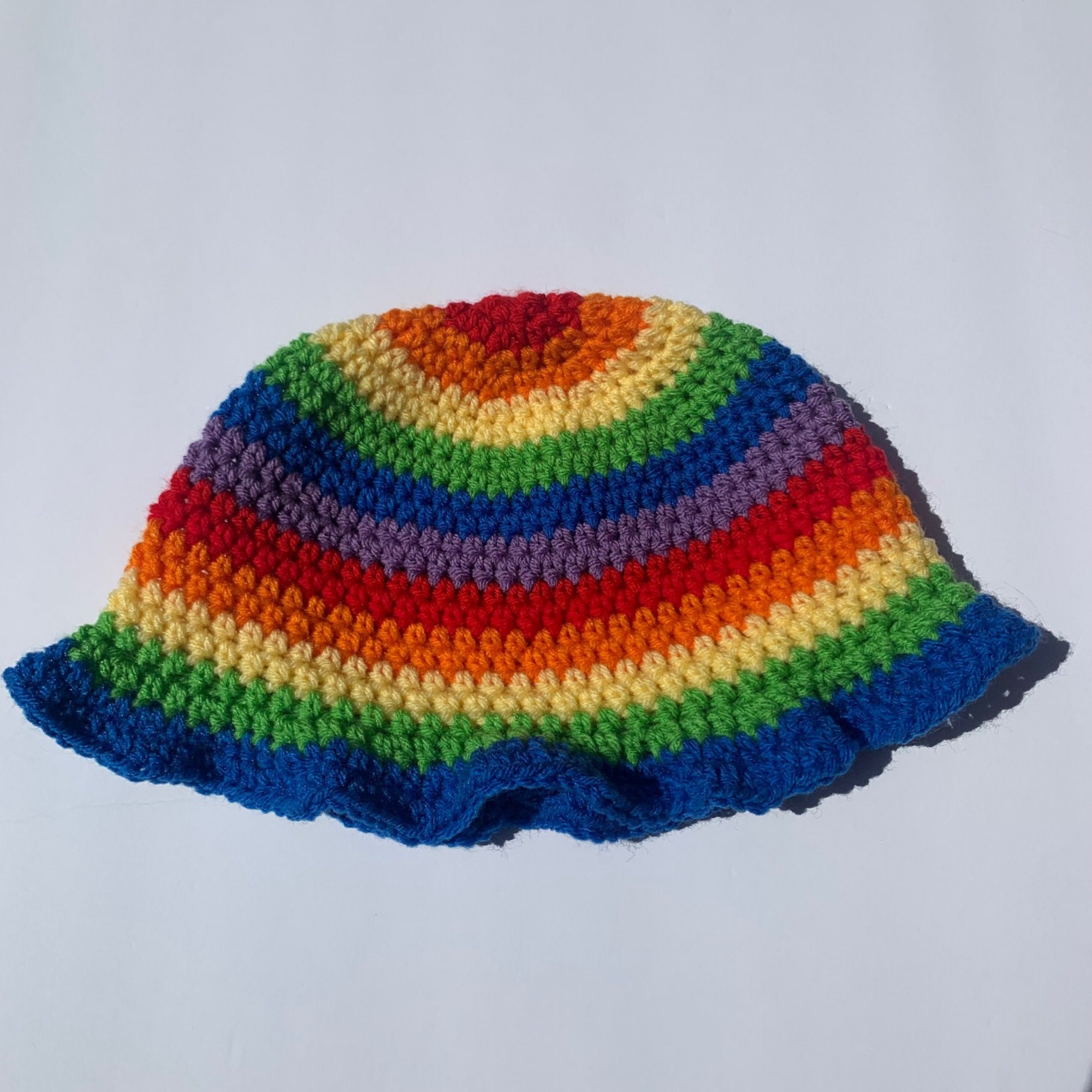 Handmade Crochet Rainbow Color Bucket Hat Etsy
