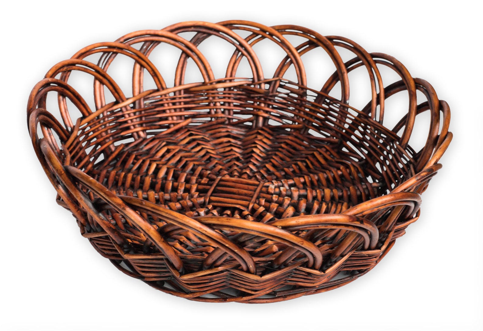 16 large round willow basket/tray dark brown finish Etsy