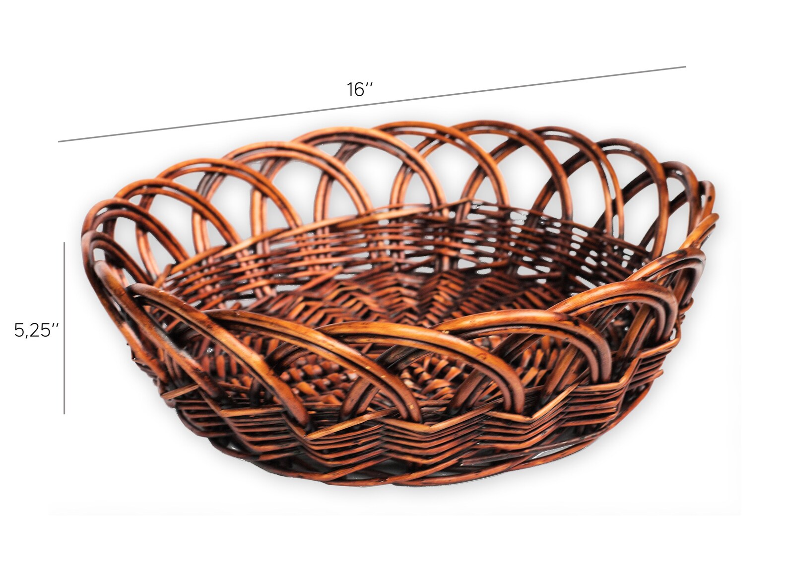 16 large round willow basket/tray dark brown finish Etsy